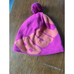 Bula girl’s hot pink and orange logo Pom Pom hat L